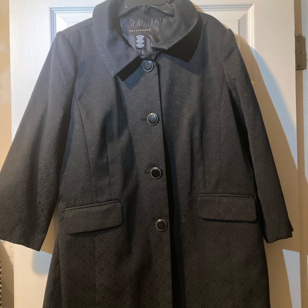 Black Apostrophe peacoat xl “no pockets”